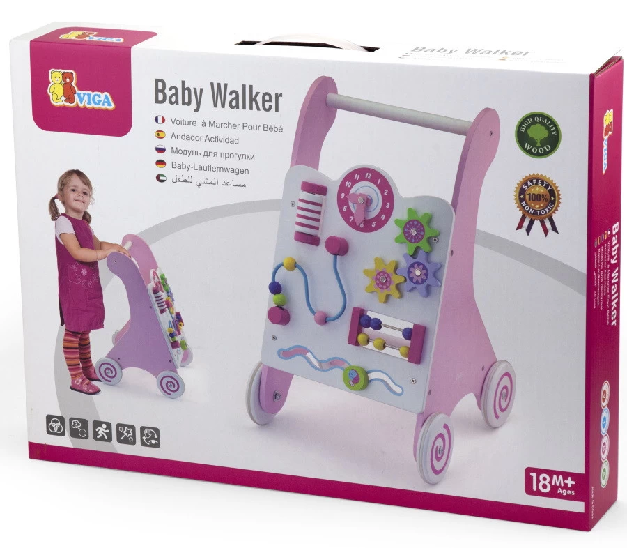 Viga Activity Walker Roze Houten Loopwagen 50178 10 Viga Activity Walker Roze Houten Loopwagen 50178 - Afbeelding 8