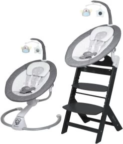 Babygo Homey Set Grey/Black Babyschommel En Kinderstoel 19023