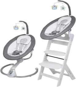 Babygo Homey Set Grey/White Babyschommel En Kinderstoel 19024