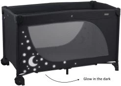 Babygo MoonStars Black Melange Campingbed 4803 -Mini Wereld Verkoop babygo moonstars grey campingbed 5 1