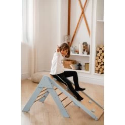 Luna Toys Blauw Houten Klimrek Met Glijbaan LU-36967 -Mini Wereld Verkoop blue 2