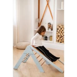 Luna Toys Blauw Houten Klimrek Met Glijbaan LU-36967 -Mini Wereld Verkoop blue 3