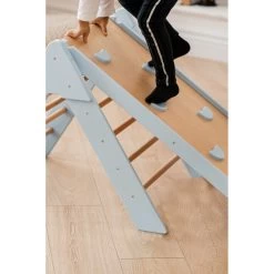 Luna Toys Blauw Houten Klimrek Met Glijbaan LU-36967 -Mini Wereld Verkoop blue 6