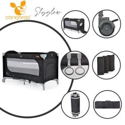Cangaroo Skyglow 2 Black Campingbed Incl. Bodemverhoger -Mini Wereld Verkoop cangaroo skyglow 2 black campingbed 10