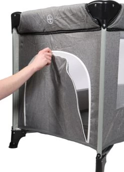 Ding Stripe Grey Melange Deluxe Campingbed DI-271804 -Mini Wereld Verkoop ding campingbed deluxe grey luik02k