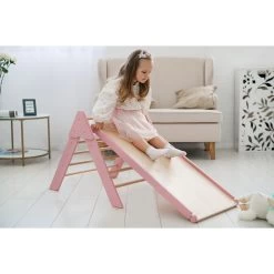 Luna Toys Roze Houten Klimrek Met Glijbaan LU-36974 -Mini Wereld Verkoop pink 1